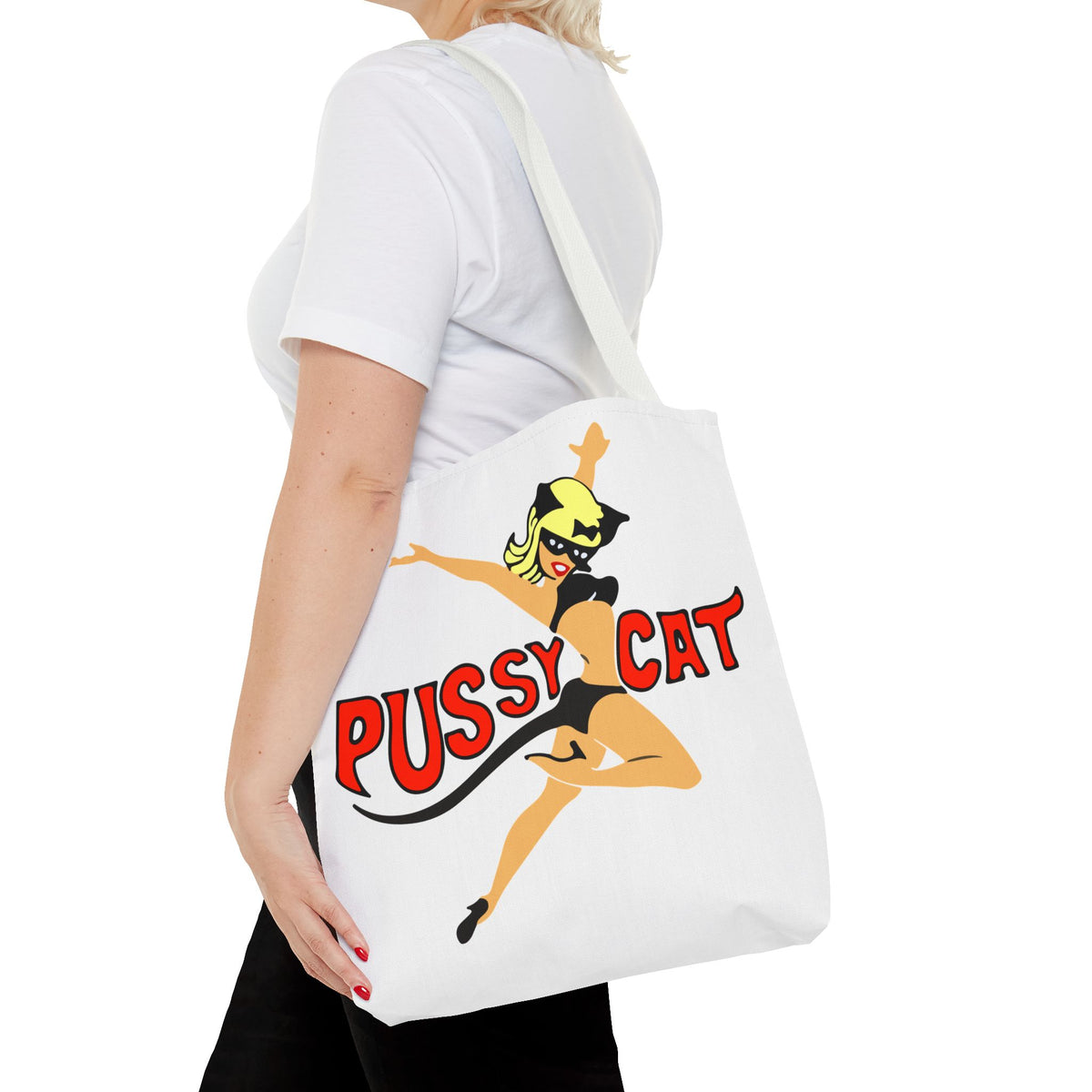 Pussy Cat Retro Pin-Up Graphic Tote | Vintage Pinup Beach Bag