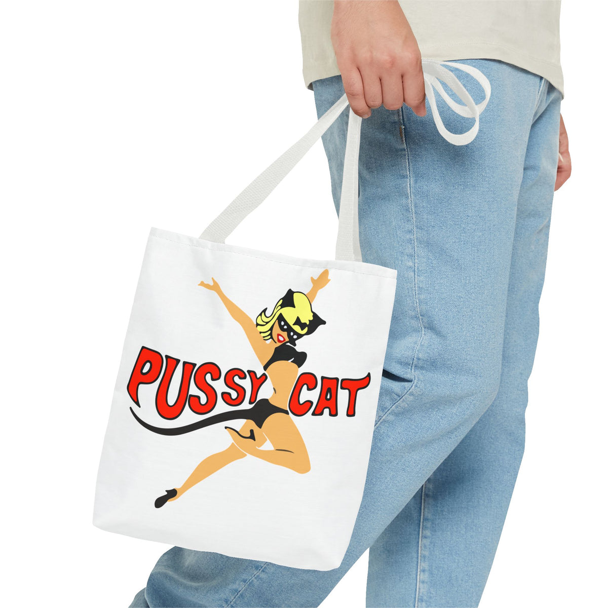 Pussy Cat Retro Pin-Up Graphic Tote | Vintage Pinup Beach Bag