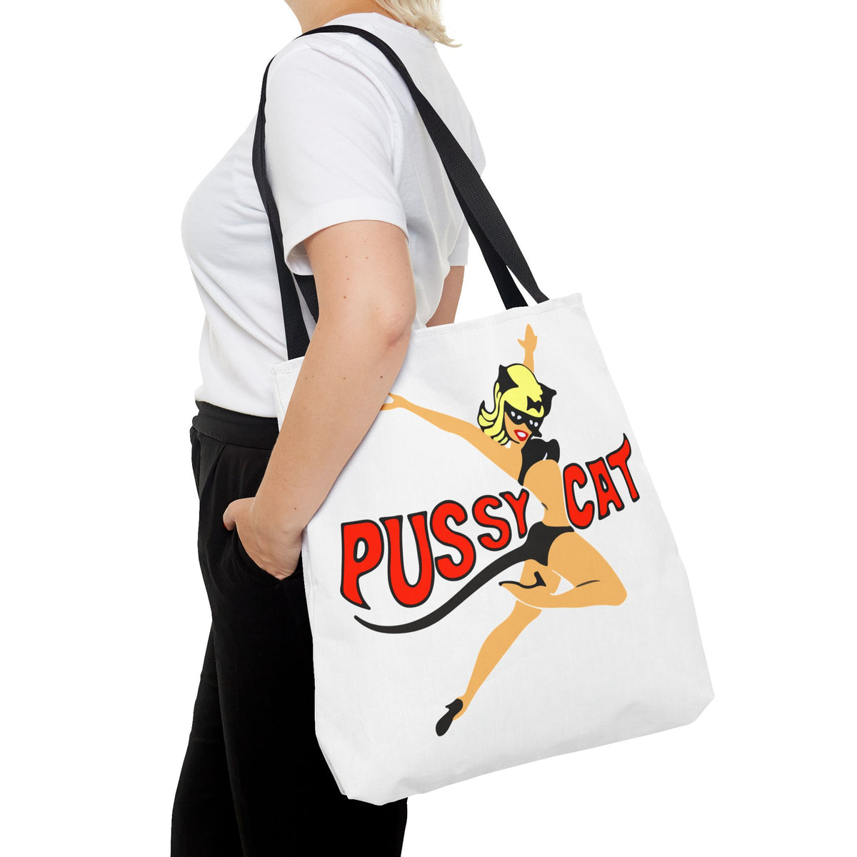 Pussy Cat Retro Pin-Up Graphic Tote | Vintage Pinup Beach Bag