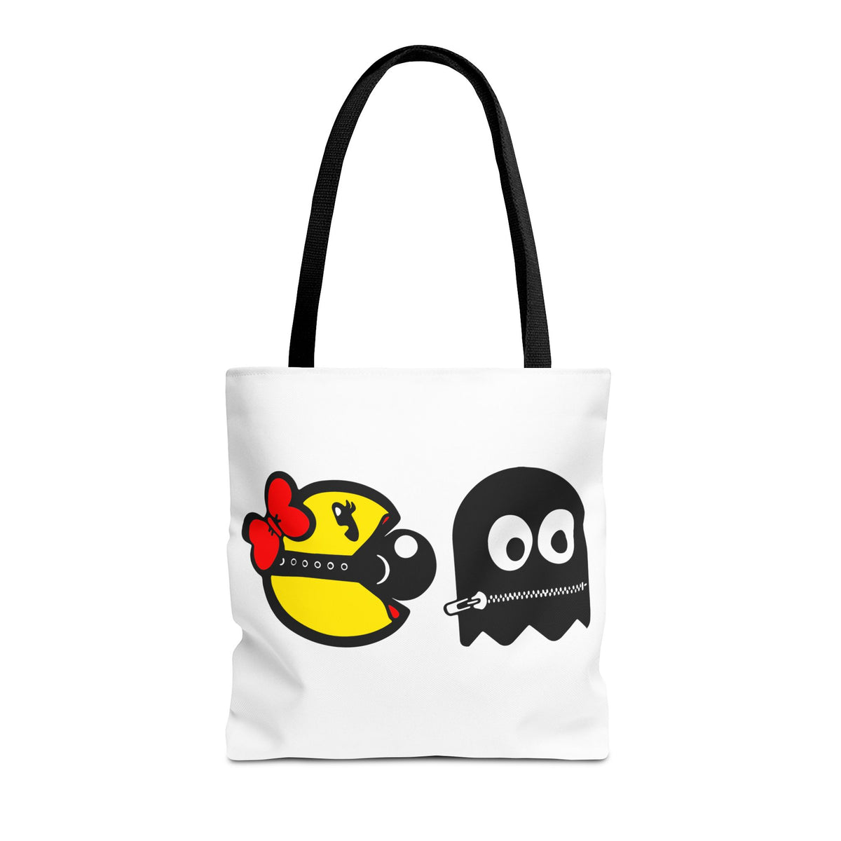 S&Ms. Pac-Girl and 'Kinky' Ghost Tote Bag — "Dirty Rice" Funny Retro Arcade Tote