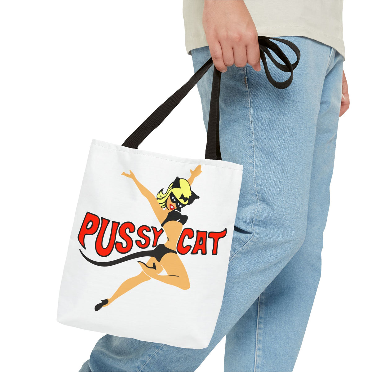 Pussy Cat Retro Pin-Up Graphic Tote | Vintage Pinup Beach Bag