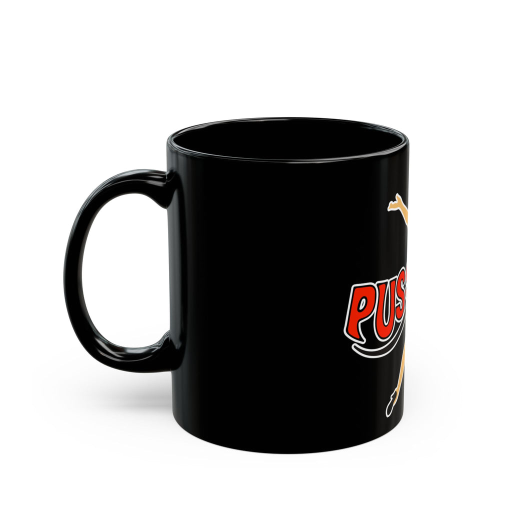 Pussy Cat Retro Pin-Up Black Coffee Mug – Vintage Bombshell Graphic (11oz, 15oz)