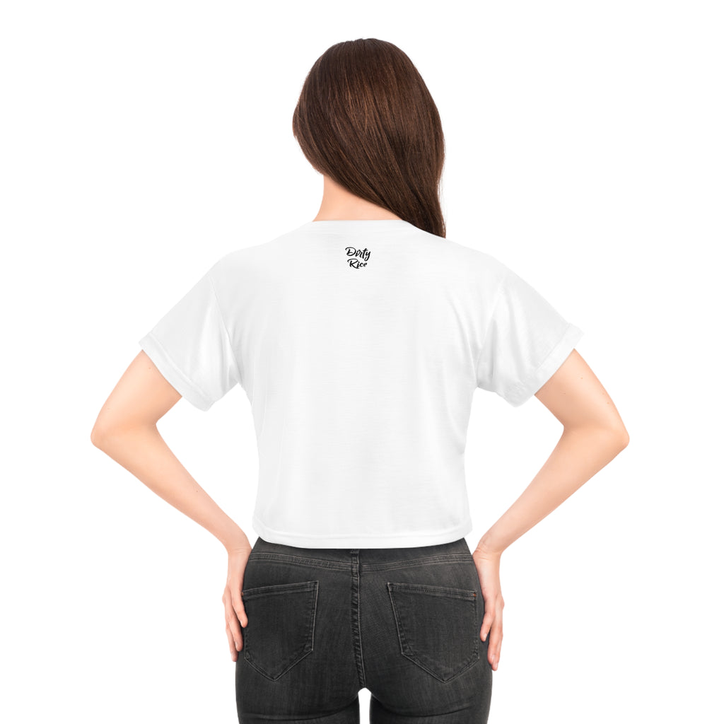Twiggy Simmons Retro Rock Crop Tee — Edgy 60s Mod Graphic Top