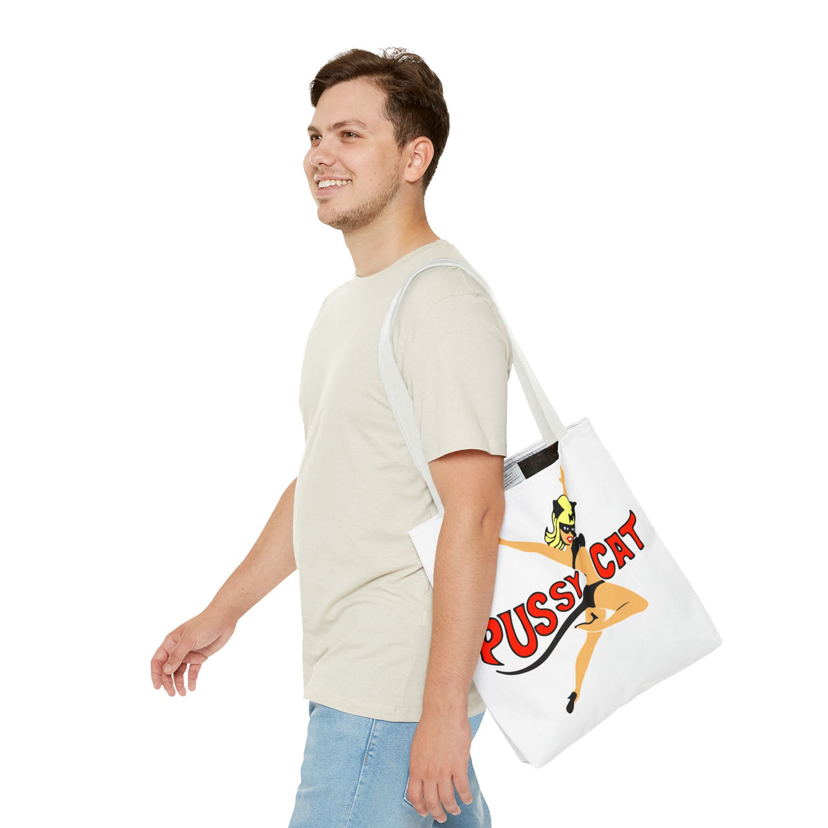 Pussy Cat Retro Pin-Up Graphic Tote | Vintage Pinup Beach Bag
