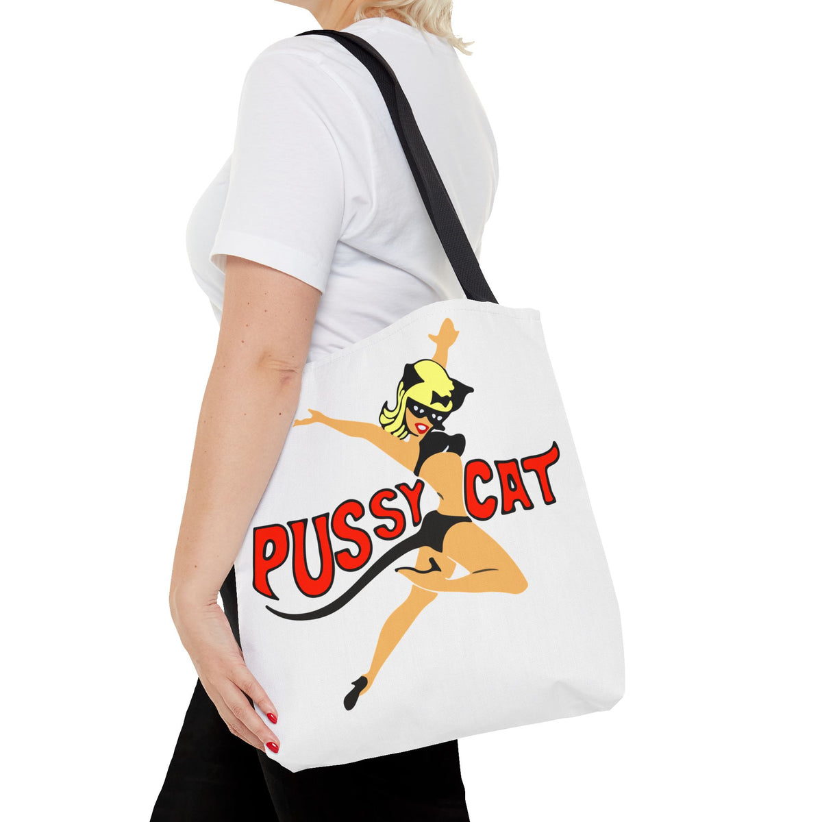 Pussy Cat Retro Pin-Up Graphic Tote | Vintage Pinup Beach Bag