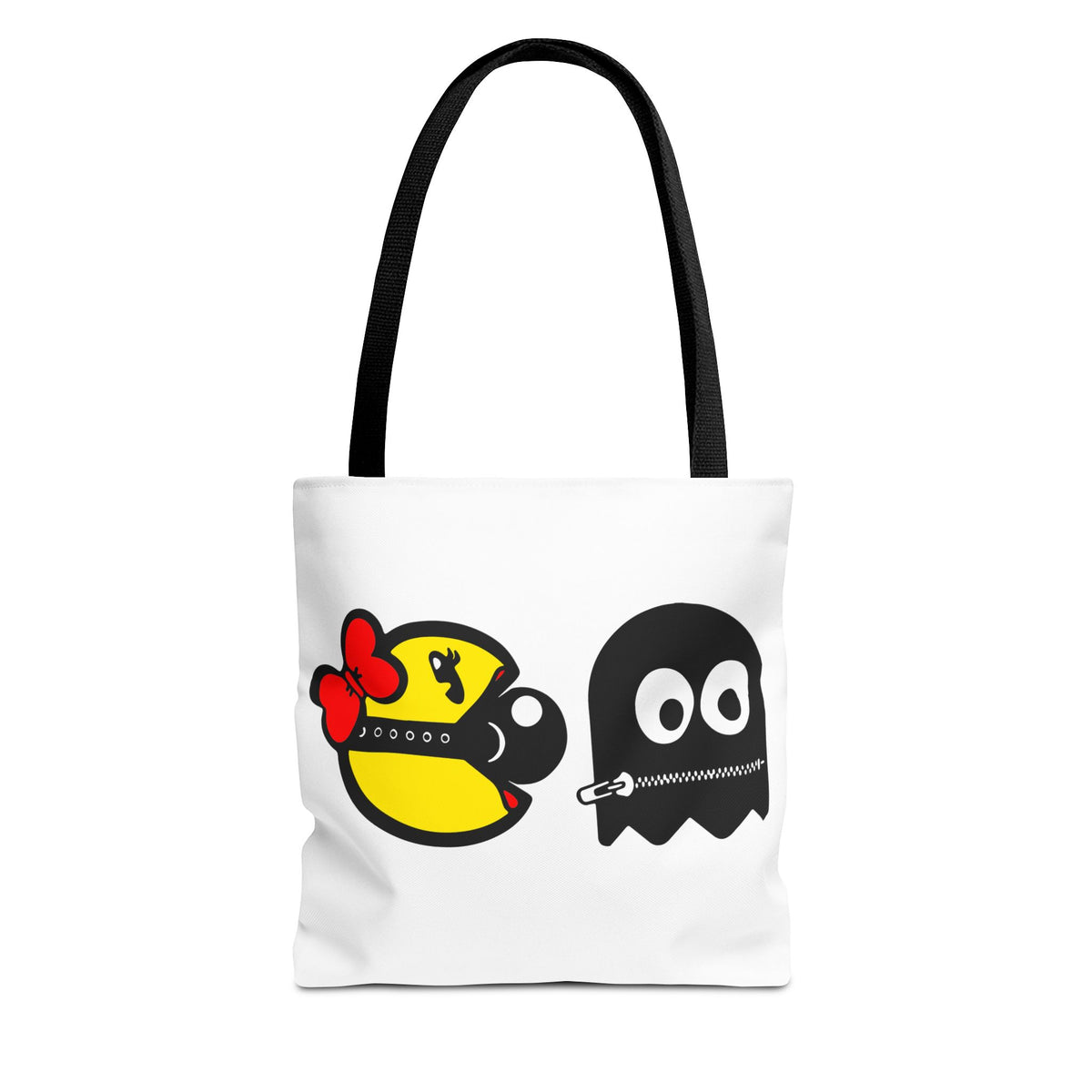 S&Ms. Pac-Girl and 'Kinky' Ghost Tote Bag — "Dirty Rice" Funny Retro Arcade Tote