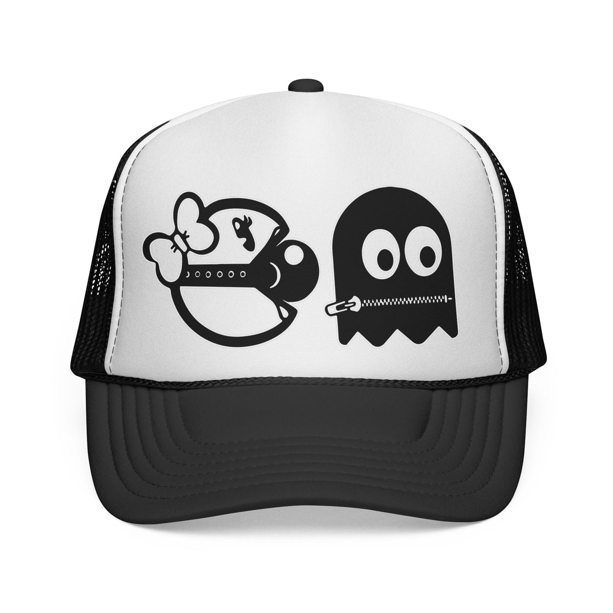 S&Ms. Pac-Girl and 'Kinky' Ghost Trucker Cap — Cute Pac-Man Inspired Mesh Hat