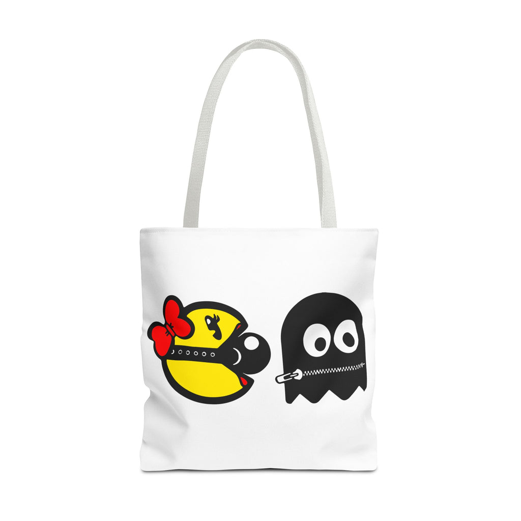 S&Ms. Pac-Girl and 'Kinky' Ghost Tote Bag — "Dirty Rice" Funny Retro Arcade Tote