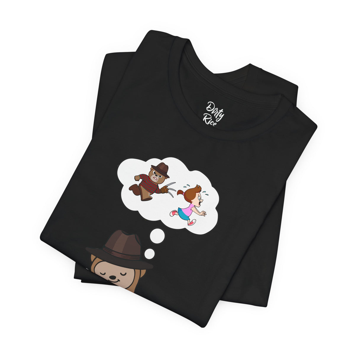 'Freddy Bear, not Teddy Bear' Dreaming Slasher T‑Shirt — Cute Horror Cartoon Tee